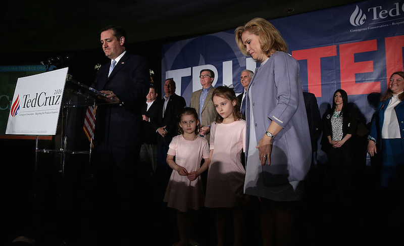 At the same primary night rally, Caroline Cruz imagines her classmate’s birthday party, which she is missing to listen to her father say what he said earlier today and yesterday and every day before that. She heard there was cookie cake, and a piñata filled with mini tiaras. (Getty)